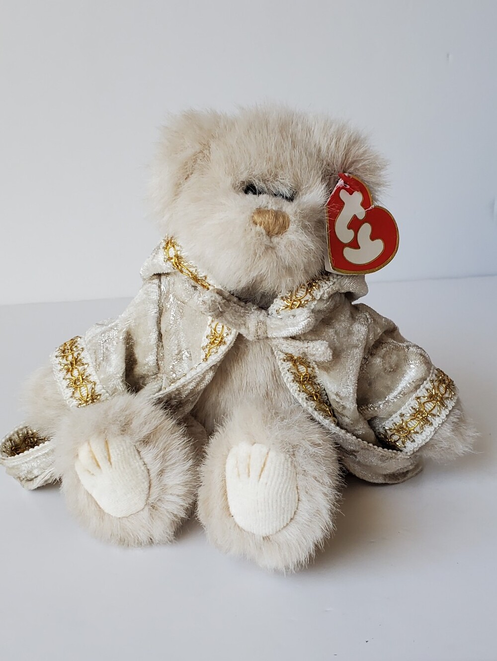 VTG 1993 Ty Attic Treasures "Gwyndolyn" Bear Plush Gold Cloak Jointed Retired